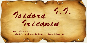 Isidora Iričanin vizit kartica